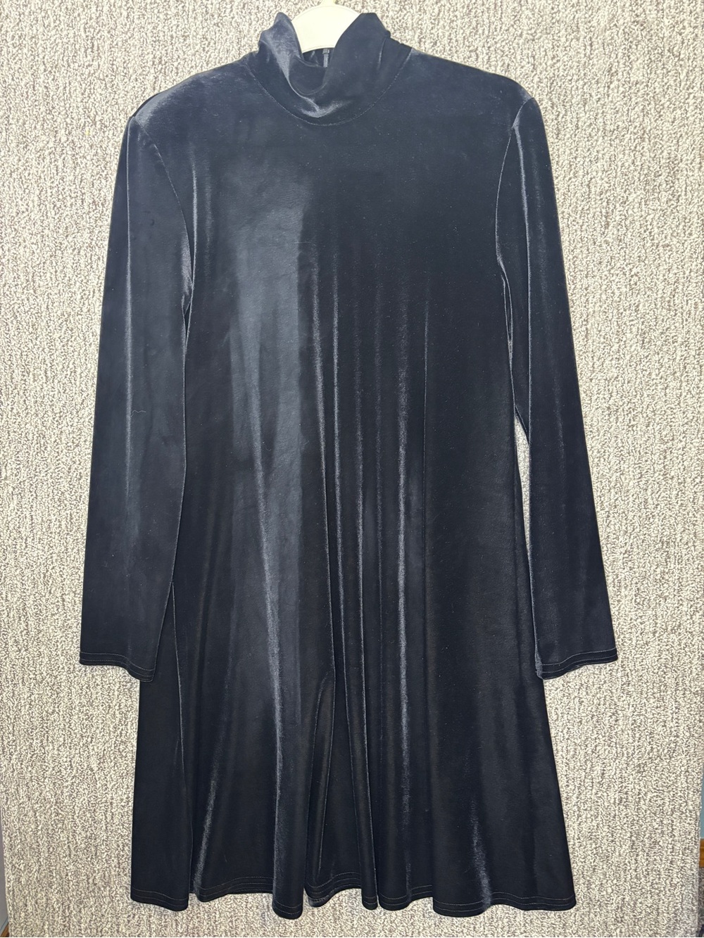 Vintage KC Spencer Black Velvet Long-Sleeve Turtleneck Dress Christmas Party